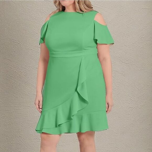 BRAND NEW LONDON TIMES  COLD SHOULDER FLOUNCE  GUEST DATE NIGHT OCCASION DRESS - Picture 1 of 12